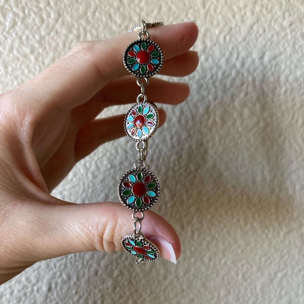 Colorful Handmade Floral Enamel Anklet